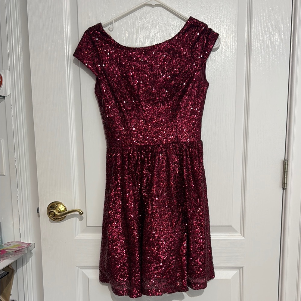Sparkling Burgundy Sequin Dress